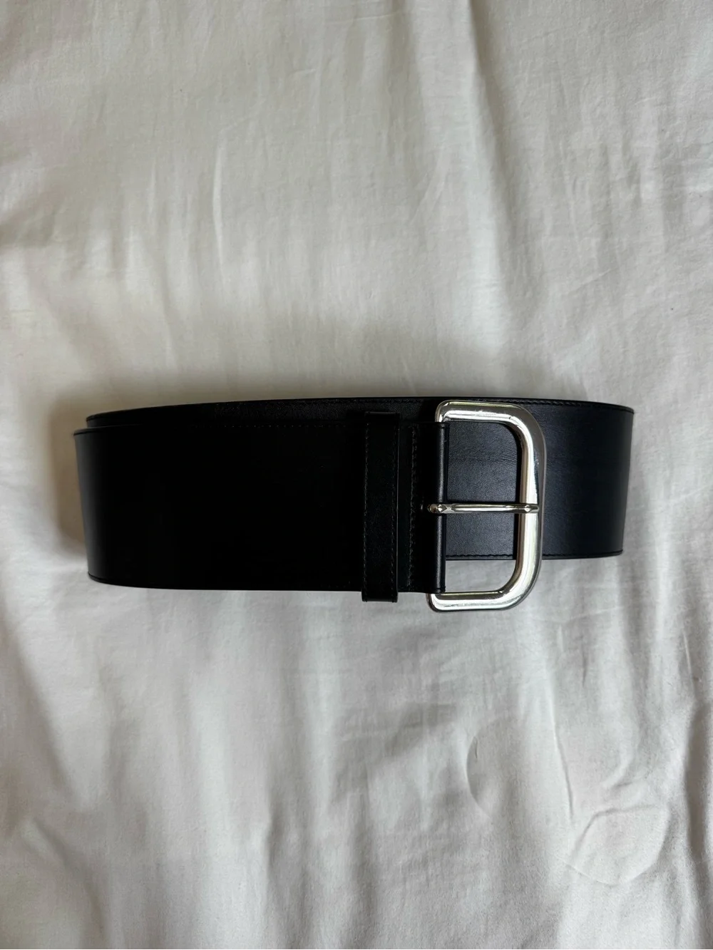 Aritzia Provision Wide Black Silver Buckle belt